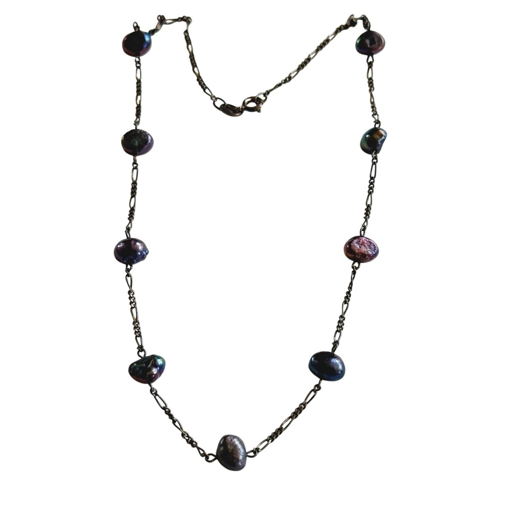Silpada Italy Necklace Freshwater Pearl peacock Sterling Silver Chain‎ 90s .925